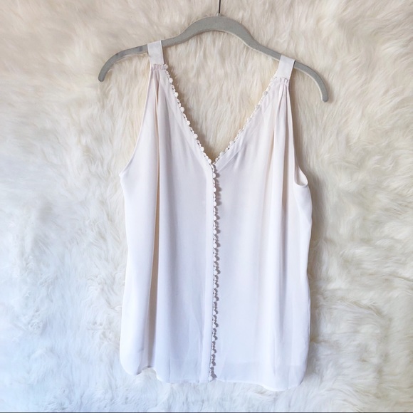 LOFT Tops - 🔵Loft Button Up Tank Blouse with Crochet Details